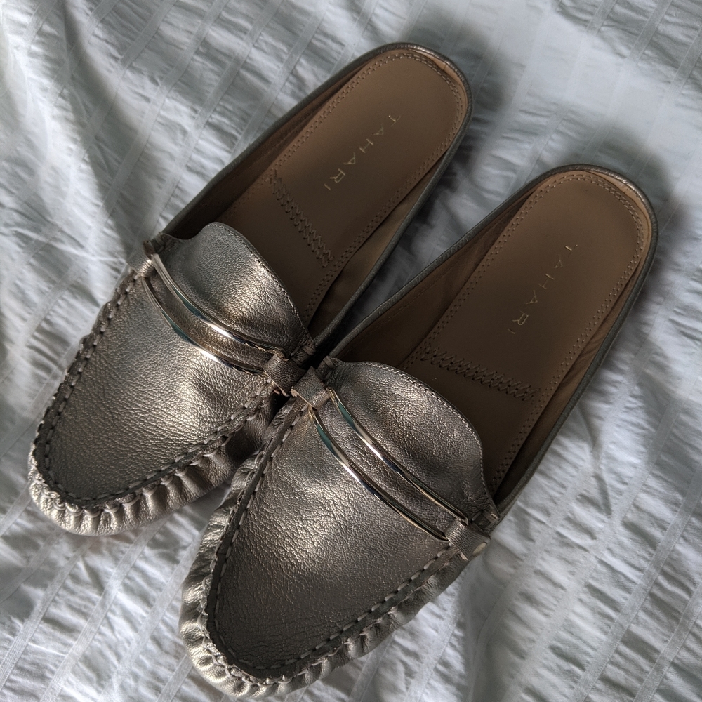 Tahari Gold Slip On Loafers